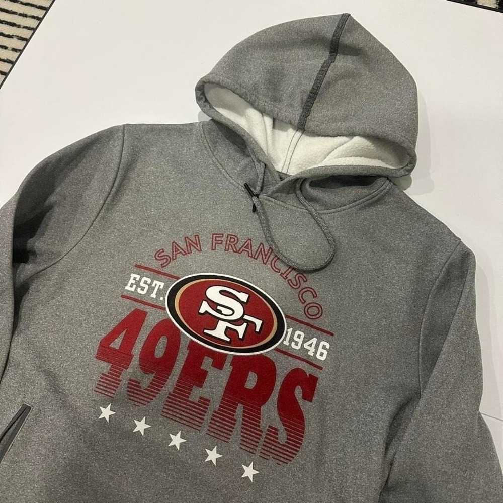 SF 49ers Grey Men's Medium Hoodie NFL team apparel pullover sweater - Picture 2 of 5